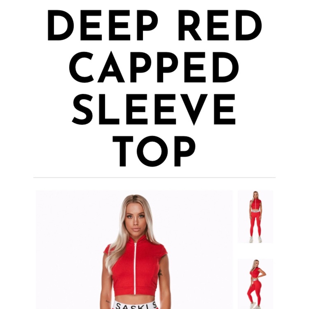 Saski Collection Deep Red Capped Sleeve Crop M